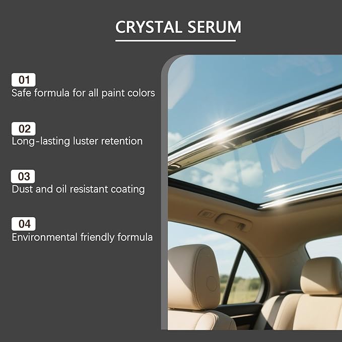 Ceramic Car Coating Kit - Crystal Serum, Ceramic Car Coating Kit, Deep Gloss, 9h+ Hardness, Hydrophobic, Protection for Car Paint, Long-Lasting Shine & Easy Maintenance (1PCS)