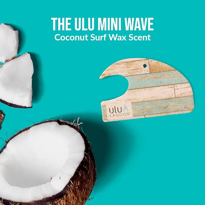 ulu Lagoon Hanging Car Air Freshener | Tropical Beach Coconut Surf Wax Scent Mini Wave | Long Lasting Car Freshener, Closet and Beyond | Made In USA | 3 Pack (Reclaimed)