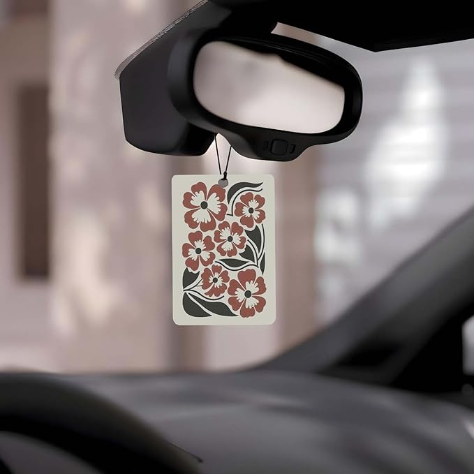 Floral Pattern Car Air Freshener 4 Pcs, Colorful Flower Hanging Scents Air Freshener for Women Girls Gifts, Decorative Scented Car Accessories Decor for Room Closet Drawer