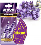 AREON MON MA49 Hanging Best Car Air Freshener Lavender Scent, Paper Hanging Ornaments, Long Lasting Scent for Car or Home 12 Pack