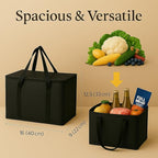 musbus 2Pk Insulated Reusable Grocery Bags, Collapsible Cooler Bag for Groceries, Heavy Duty Large Insulated Bag (Large, Charcoal Black)
