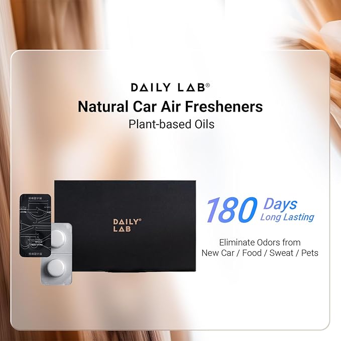 Daily Lab Natural Car Air Freshener Refills, 6 Months Use Time Long Lasting Car Air Fresheners, Refillable Car Fragrance, Car Odor Eliminator
