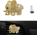 Car Decor Fresheners for Women - Bling Accessory, Air Outlet Decor, Aromatherapy Vent Clip Charm, Air Freshener Set of 4 Elephants