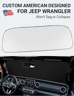 Proadsy Windshield Sun Shade Custom Fit Jeep Wrangler JL JLU & Gladiator JT 2018-2024 2025 2026 4-Layer Foldable Front Sunshade Protector Sun Visor Blocks UV Rays Keep Car Cooler Accessories