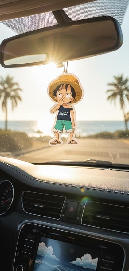 PumpCar 2 pieces Luffy kid double-sided hanging Japanese anime cherry-scented One Piece car air freshener Cool anime hanging air fresheners for rearview mirror Car Interior Accessories Household Gifts