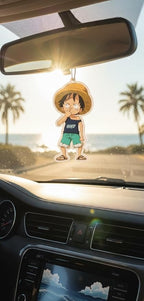 PumpCar 2 pieces Luffy kid double-sided hanging Japanese anime cherry-scented One Piece car air freshener Cool anime hanging air fresheners for rearview mirror Car Interior Accessories Household Gifts