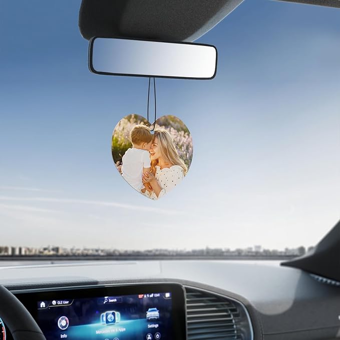 Custom Air Fresheners with Pictures - Personalized Double Sided Photo Text Air Fresheners for Car Wardrobe Bathroom Decor Hangings(Heart)