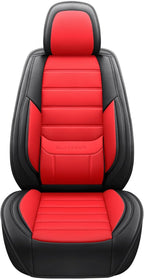 Front Car Seat Covers, Leather Car Seat Covers, Fit for Most Cars SUV and Most Sedan Red