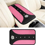 Bling Car Center Console Cover, Crown Crystal Rhinestones Vehicle Armrest Mat Protector, Anti Slip Sparkling Automotive Arm Rest Seat Box Cushion Pad Decor Accessories, Universal Fit (Pink)