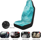 BIGCARJOB Marble Print Car Seat Covers Set for Women Auto Interior Seat Protector Car Accessories Set 2 Pcs Auto Front Seat Covers Saddle Blanket,Universal Fit
