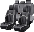 Coverado Car Seat Cover, Cover for Cars Front Seat, Premium Leather, Universal Fit Waterproof Seat Protectors, Car Seat Cushion Non-Slip for Most Cars-BlackGray