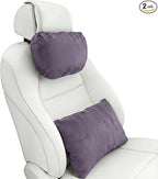 2PCS Car Pillow for Car Neck Pillow for Driving Seat Neck Support Soft Cushion Back Support Head-Rests for Vehicle Sleeping with Elastic Adjustment Strap (Violet, Head and Lumbar)