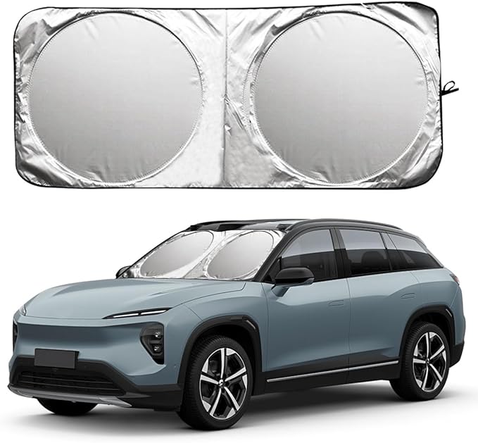 Car Windshield Sun Shade, Cool Reflective Sun Blocker, Foldable Car Front Window Covers, Sun Protection Automotive Glass Shade for Comfortable Driving for Universal Car SUV Truck (63×33.86'')