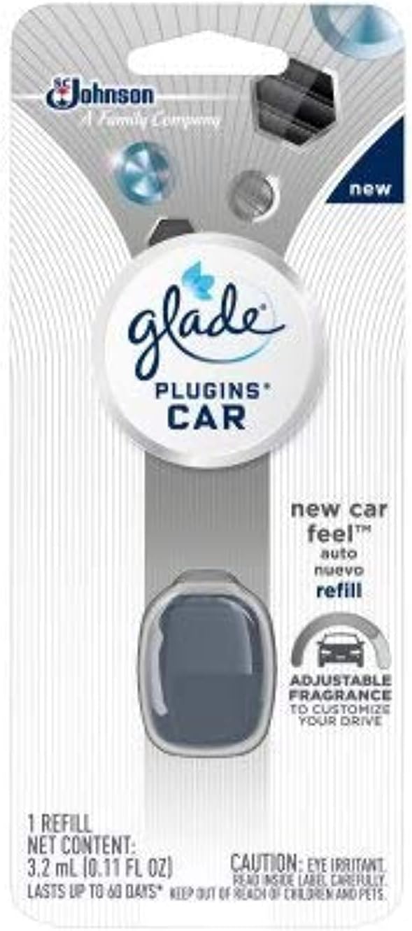 Glade PlugIns Car Air Freshener Refill, New Car Feel (0.11 FL OZ) per Refill Pack of 2 Refills