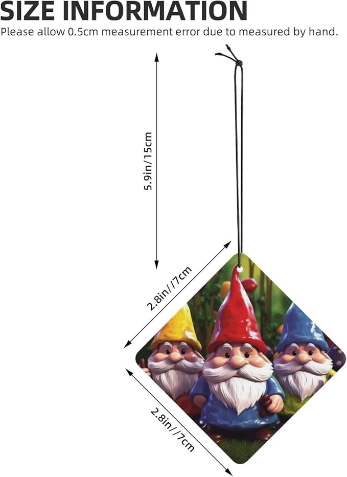 6 Pcs Car Air Fresheners Colorful Gnomes Hanging Air Freshener Fragrance Scented Cards for Car Interior Mirror Pendant Aromatherapy Tablets Gifts for Women Men, Lavender, Square