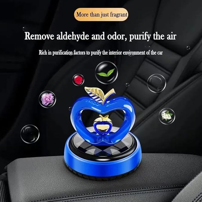 Solar Car Air Freshener,Love Apple Shape Rotating Car Aromatherapy Diffuser Interior Decoration for Valentine's Day,Long Lasting Fragrance Perfume Car Accessories