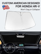 Proadsy 2026 Upgrade Windshield Sun Shade Custom Fit Honda HRV 2023-2026 Foldable Front Sunshade Protector Sun Visor Blocks UV Rays Keep Car Cooler Accessories