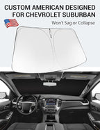 Proadsy 2026 Upgrade Windshield Sun Shade Custom Fit 2015-2020 Suburban Foldable Front Sunshade Protector Sun Visor Blocks UV Rays Keep Car Cooler