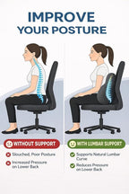 Lumbar Support Pillow for Office Chair & Car – Memory Foam Back Cushion for Lower Back Pain Relief – Ergonomic Posture Support – Washable Cover + Free Massage Roller