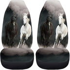 Car Seat Covers 2 Pcs Soft Comfortable Auto Front High Back Seat Protector Covers Automobile Interior Decor Accessories, Universal(Black White Horse 59)