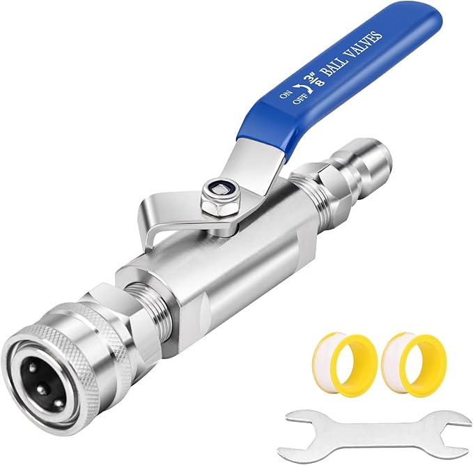 Ball Valve Pressure Washer,3/8 Inch Quick Connect Ball Valve for Power Washer Hose Shut Off Valve,304 Stainless Steel,5000 PSI.