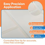 Grout Paint Pen White — Grout Colorant & Sealer Marker for Tile Repair, Restores & Whitens Grout Lines, Quick-Dry, Bathroom Kitchen Shower | Groutastic