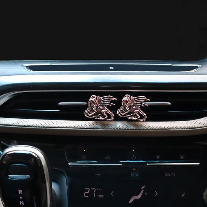 Dragon Car Vent Clips Car Air Freshener 2pcs Dragon Car Accessories for Women Copper Anime Car Interior Decor Refillable Car Diffuser for Essential Oil