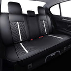 Tomatoman Tacoma Truck Rear Seat Covers 2005-2024 2025 2026 Access Double Cab TRD Sport Offroad Limited SR5 V6 Back Car Cushions with Waterproof Faux Leather(Rear Seat/Black-White)