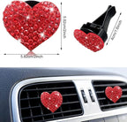 5 Pcs Bling Red Hearts Air Vent Clips, Heart Shape Crystal Car Air Vent Clip Charm Car Air Fresheners for Women Rhinestone Diffuser Vent Clip Cute Decor Bling Cars Accessories,Interior Accessories