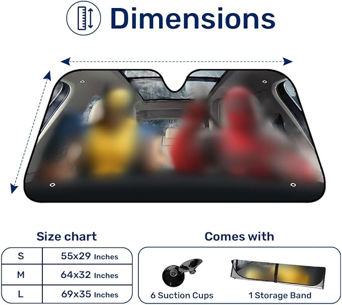 GENANY Superhero Movie Windshield Sun Shade for Car SUV Truck (69x35 inches), Sun Shade Windshield, Shades for Front Windows, Sunshade for Car Windshield, Protector Blocks UV