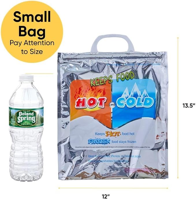 Superio Hot and Cold Insulated Bags for Food Delivery, Grocery Shopping Bags, Food Storage for Hot and Frozen Food for Travel, Disposable Cooler Bag, Reinforced Thermal Lunch Bag (3, 12"x13.5")