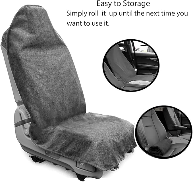 Waterproof Sweating Car Seat Cover for Post Gym Workout, Running, Swimming, Beach and Hiking, Universal Fit Non-Slip Towel Bucket Seat Protector for Cars SUV Trucks, Machine Washable (Grey)