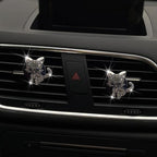 Bling Rhinestone Car Air Vent Clip,Dashboard Outlet Clip,Car Air Freshener Vent Clips,Car Air Conditioning Outlet Clip Decorative,Bling Car Accessories Car Interior Decoration Charm,Cute Car Decor (Cute kitten-BK)