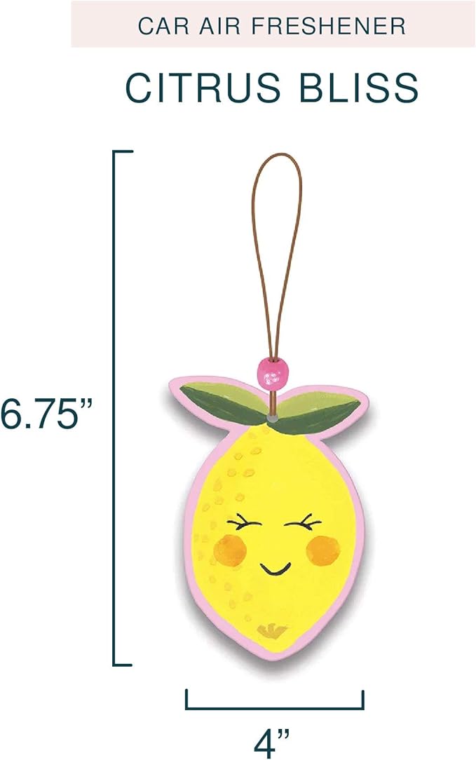 Studio Oh! Car Air Fresheners - Pack of 2 Scented Hanging Car Odor Eliminator - Unique Design with Decorative Bead - Citrus Bliss