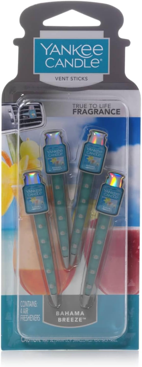 Yankee Candle Car Air Fresheners Car Vent Stick Bahama Breeze Scented Includes 4 Odor Neutralizing Sticks Each Lasts Up To 2 Weeks