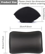 Aukee Car Headrest Pillow with Genuine Leather Cover Memory Foam Neck Cushion with 4 Extension Straps Adjuatable and Comfortable for Driving Home Office Black (Pack of 2)