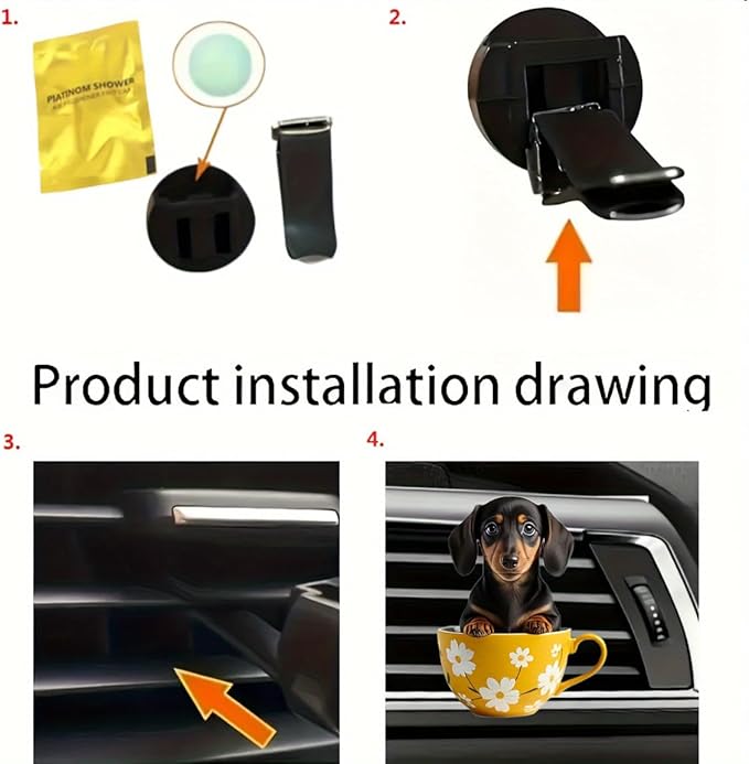 2-Piece 2D Acrylic Car Air Vent Freshener – Cute Cartoon Chihuahua & Dachshund Dog Designs, Solid Scented Decoration for Car AC Vents, Long-Lasting Fragrance, Fun Accessory