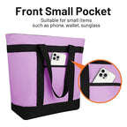 CIVJET Insulated Reusable Tote Bag for Grocery Shopping for Women/Men, Pizza/Food Delivery Bag to Keep Food Cold/Hot for Commercial Delivery Services, Cooler bags for Travel/Beach/Picnic, Lavender