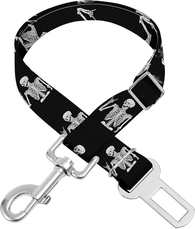 Adjustable pet cat and Dog car seat Belt，The Lanyard is Flexible and Adjustable from 20 to 33 inches (Skull)