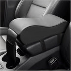 Car Armrest Cushion, Soft Memory Foam Auto Armrest Pillow with Storage Bag, Leather Center Console Arm Rest Padded Cushion with Phone Holder, Universal Car Accessories (Black)