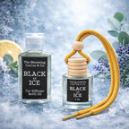 Car Air Freshener with 30ml Refill – Hanging Car Diffuser Oil, Long-Lasting Phthalate-Free Scent – Hanging Car Air Freshener + Refill. (Black Ice (Type), 8 ml)