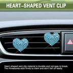 2PCS Bling Heart Air Vent Clips, Heart Car Accessories, Bling Heart Charm Air Conditioning Outlet Clip, Car Decor Air Fresheners Vent Clips Universal Fit for Women and Girls (Lake blue)