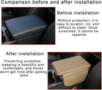 Mandark Car Center Console Cover, Microfiber Leather Vehicle Armrest Protector Cushion with 2 Storage Bags, Auto Interior Arm Rest Seat Box Pad Accessories, Universal for SUV, Sedan, Truck (Beige)