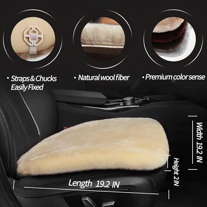 LLB Genuine Sheepskin Car Seat Cushion Seat Covers for Cars Trucks SUV Comfort Seat Protector Pad for Car Driver Seat Car Accessories for Women Office Chair Car Decor (Pearl Front Seat Cushions-2 Pcs)