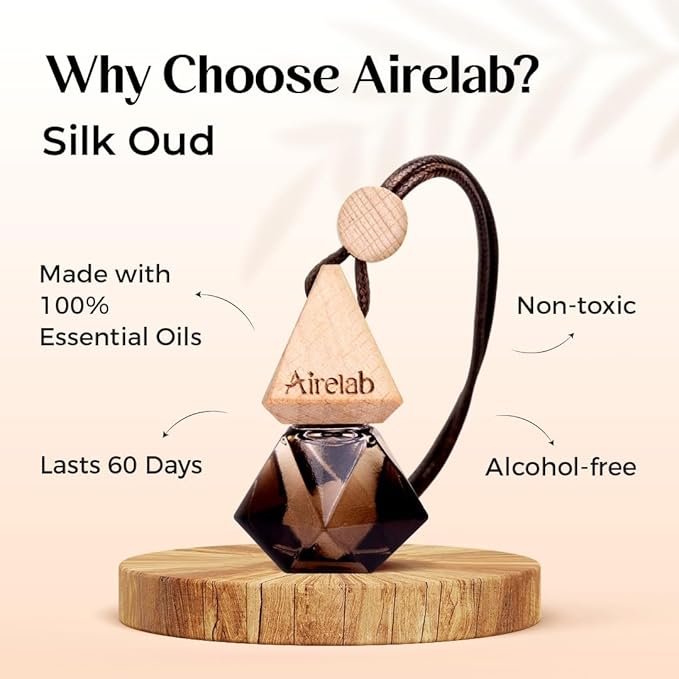 Car Air Freshener 8ml | Perfume Style Freshener Inspired by L.Vitton Ombré nomad Fragrance | Natural Essential Oil Glass Bottle with Wooden Diffuser | Lasts Up to 60 Days