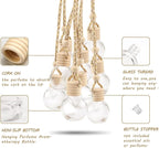 20 Pcs 10ml Oblate Hanging Car Air Freshener Diffuser,Empty Refillable Clear Glass Essential Diffuser Oil Aromatherapy Fragrance Perfume Pendant Vials with Wooden Caps & Hanging String
