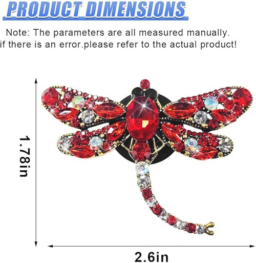 2PCS Bling Dragonfly Car Air Vent Clips, Crystal Rhinestone Car Air Conditioning Outlet Clip, Universal Cute Vehicle Interior Diffuser Decoration Accessories for Women(Red)