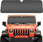 GENANY Black Windshield Sun Shade for Jeep (53X17 Inches), Sun Shade Windshield, Shades for Front Windows, Protector Blocks UV, Car Decor