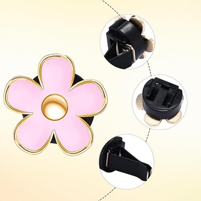 NBTEPEM 6 PCS Daisy Flower Air Vent Clip Car Decoration Accessories Air Conditioning Outlet Clip Car Air Freshener Clip Charm Car Interior Decor(3 cm, 3.3 cm, White, Pink, Purple)