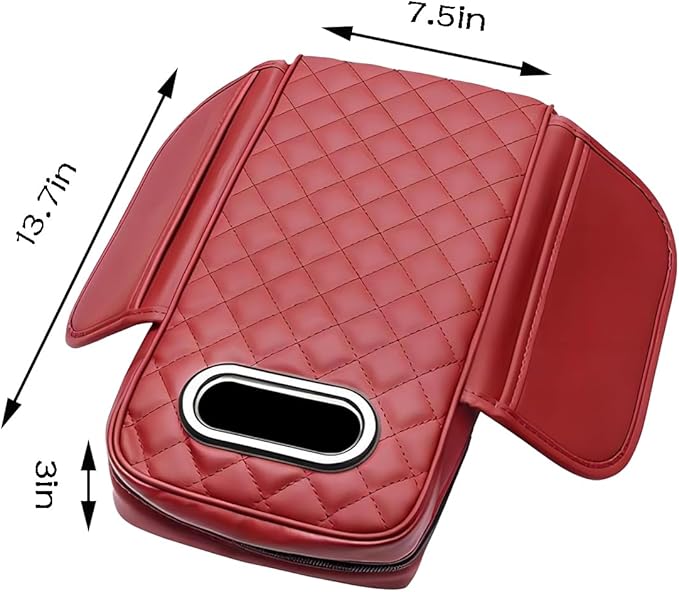 Car Armrest Cover Leather Car Console Covers Box Pad with Pocket and Tissue Box Arm Rest Cover for Car for SUV Truck Sedan Vehicle (Grey)